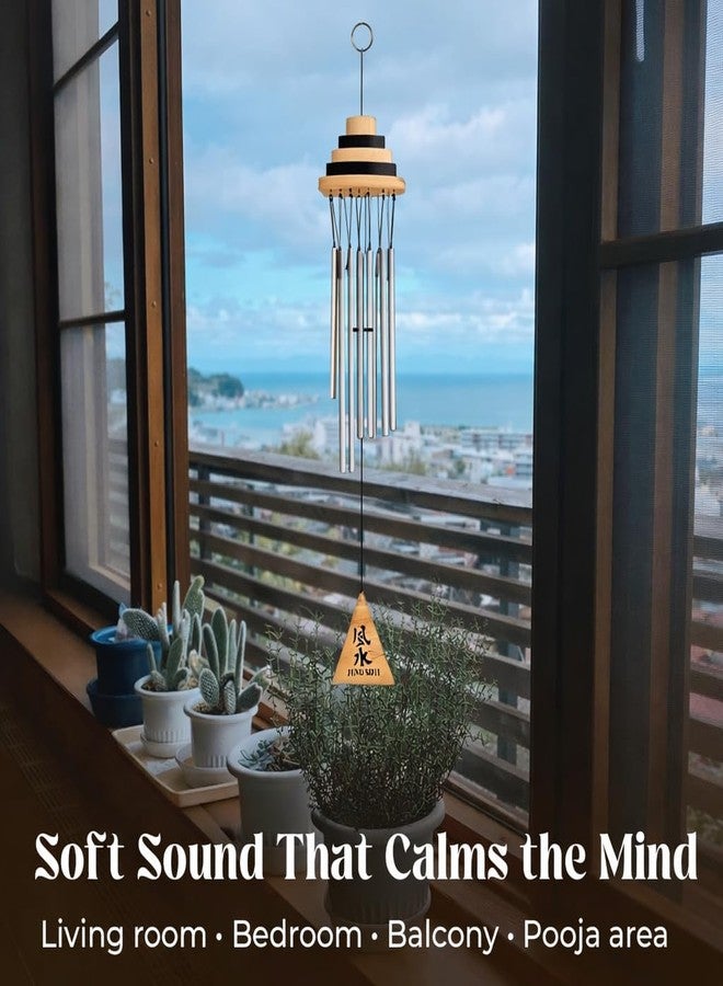GJ Feng Shui Vastu 7 Pipe Wind Chime for Balcony, Window and Aluminum Wind Chime Positive Energy Silver Color 60 cm - Image 2